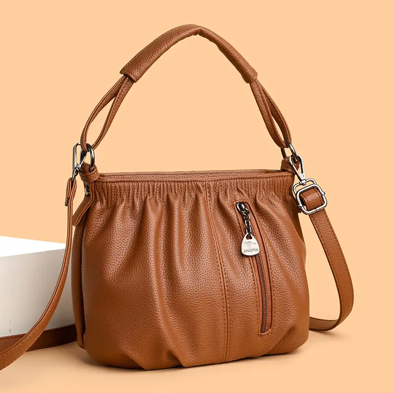 Black Retro Soft Leather Shoulder Bag for Women 2026 - Image 7