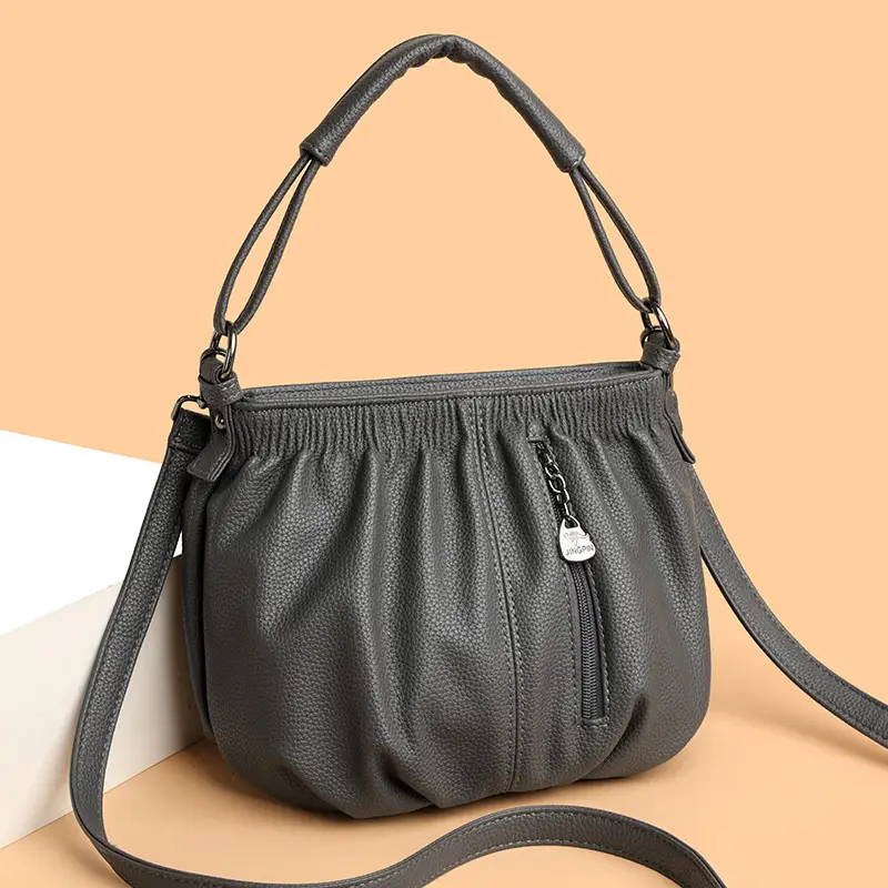 Black Retro Soft Leather Shoulder Bag for Women 2026 - Image 9