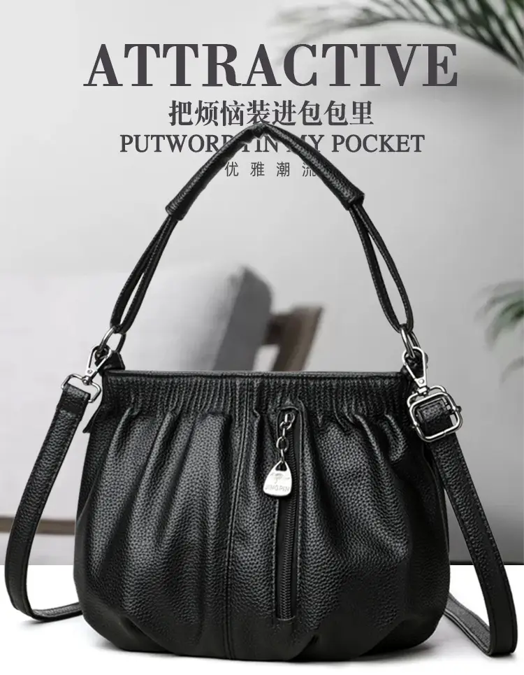 Black Retro Soft Leather Shoulder Bag for Women 2026 — feature 1