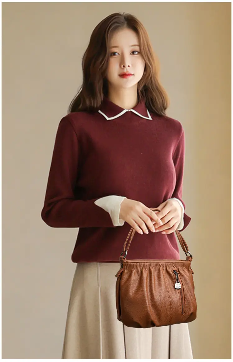 Black Retro Soft Leather Shoulder Bag for Women 2026 — feature 12