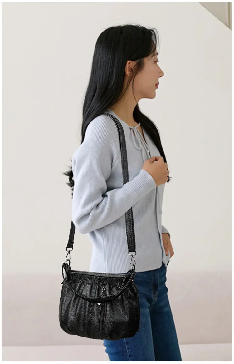 Black Retro Soft Leather Shoulder Bag for Women 2026 — feature 13
