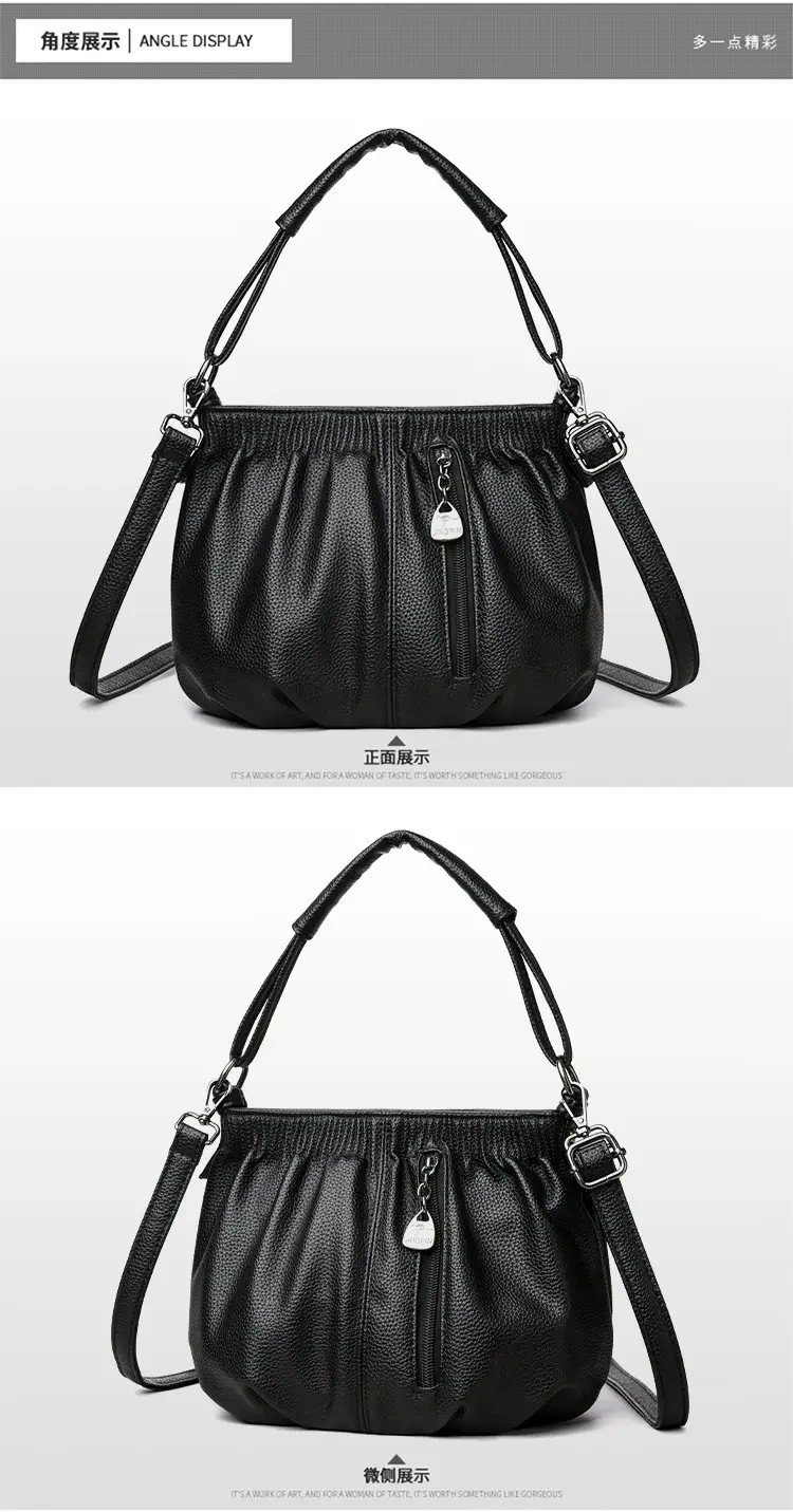 Black Retro Soft Leather Shoulder Bag for Women 2026 — feature 16