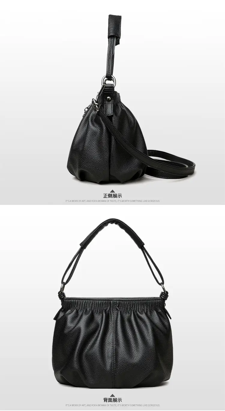 Black Retro Soft Leather Shoulder Bag for Women 2026 — feature 17