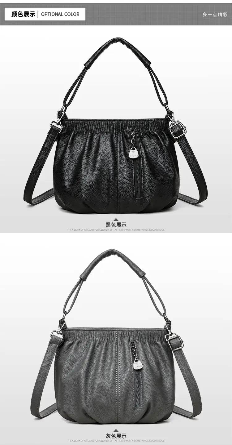 Black Retro Soft Leather Shoulder Bag for Women 2026 — feature 20