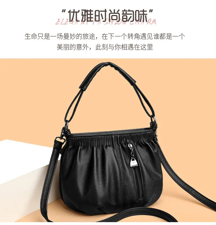 Black Retro Soft Leather Shoulder Bag for Women 2026 — feature 5