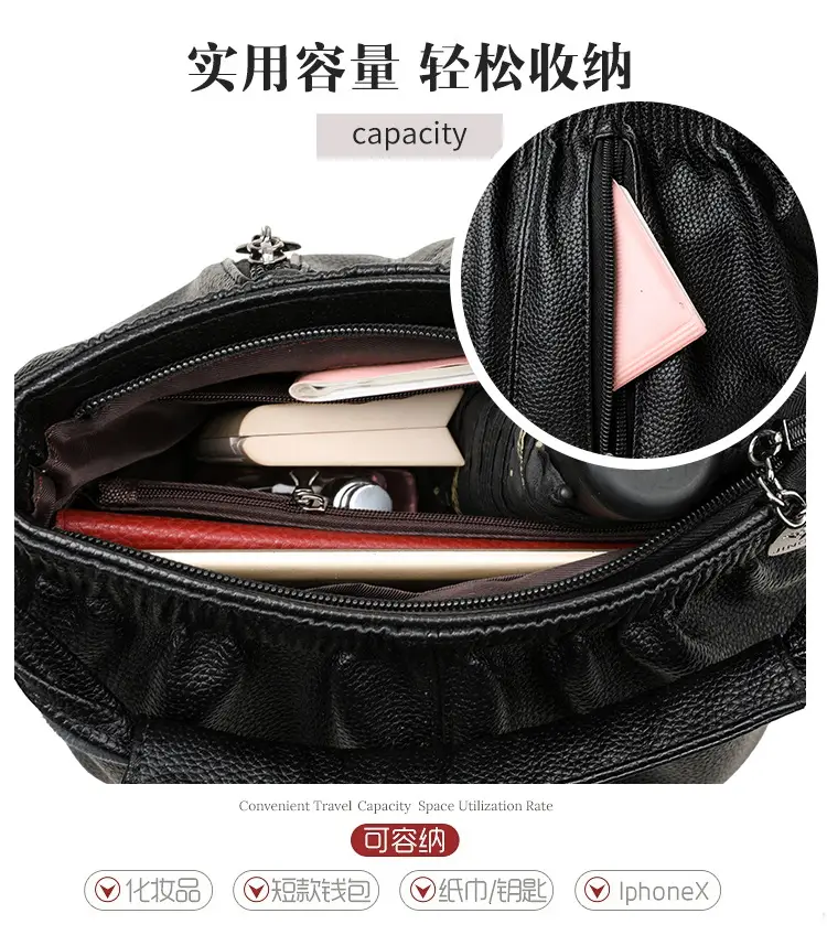 Black Retro Soft Leather Shoulder Bag for Women 2026 — feature 7
