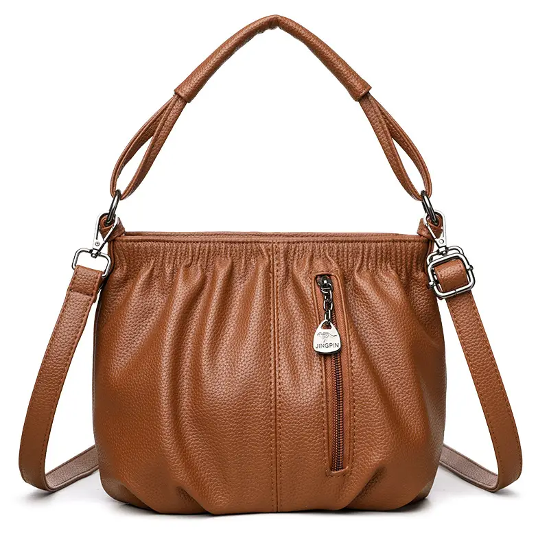 Black Retro Soft Leather Shoulder Bag for Women 2026 - Image 3