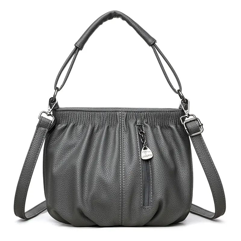 Black Retro Soft Leather Shoulder Bag for Women 2026 - Image 4