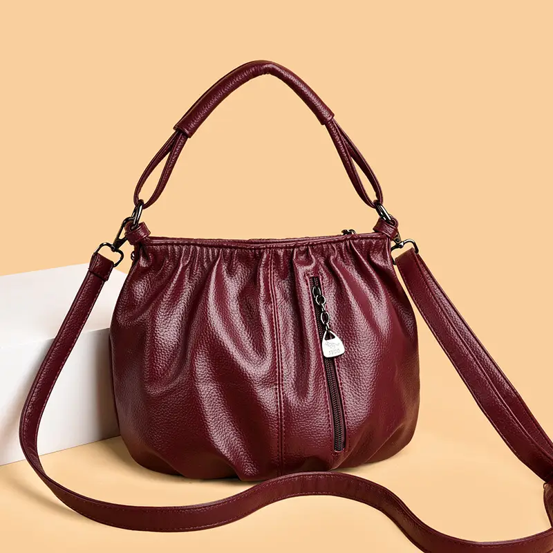 Black Retro Soft Leather Shoulder Bag for Women 2026 - Image 5
