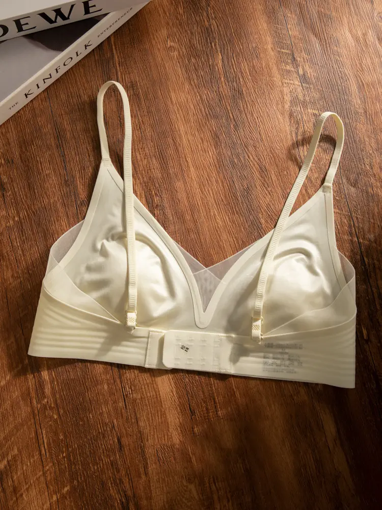 Cynl French Seamless Satin Intimates for Women 2025 New Hot Style Summer Thin Style Big Breasts Showing Small Cool Breathable Bra — feature 11