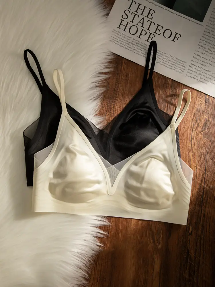 Cynl French Seamless Satin Intimates for Women 2025 New Hot Style Summer Thin Style Big Breasts Showing Small Cool Breathable Bra — feature 20
