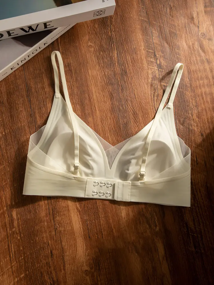 Cynl French Seamless Satin Intimates for Women 2025 New Hot Style Summer Thin Style Big Breasts Showing Small Cool Breathable Bra — feature 5