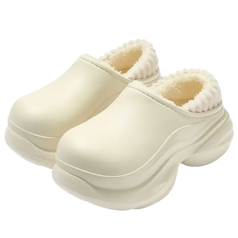 Waterproof High-Heeled Cotton Slippers for Women's Indoor and Outdoor Wear, Home Use, Ready-Made Wholesale, Warm Bags and Outer Wear Plush Cotton Slippers - Image 7