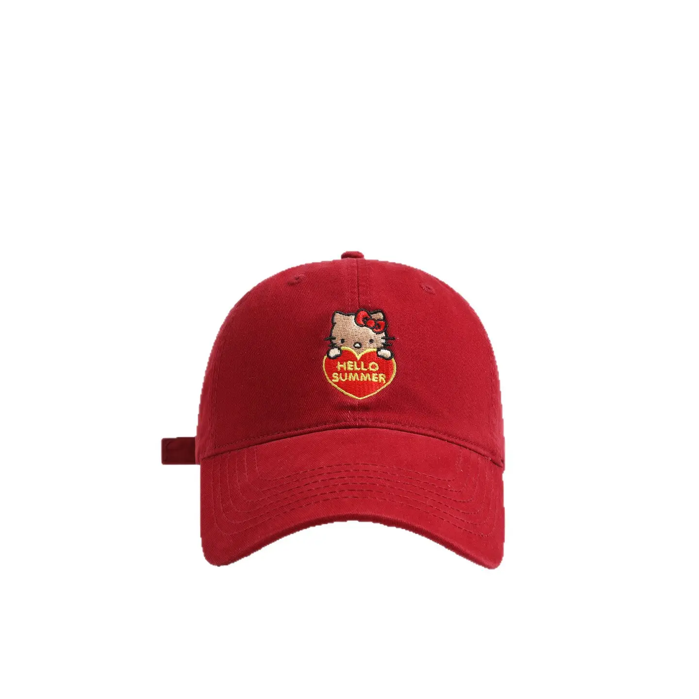 Korean Kiity Cat Embroidered Baseball Cap for Women Brown - Image 14