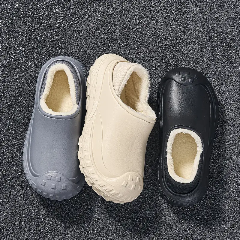 2025 Winter Cotton Slippers for Men, Warm Eva Waterproof, One-Leg Velvet Bag Heel for Women