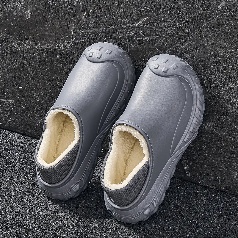 2025 Winter Cotton Slippers for Men, Warm Eva Waterproof, One-Leg Velvet Bag Heel for Women