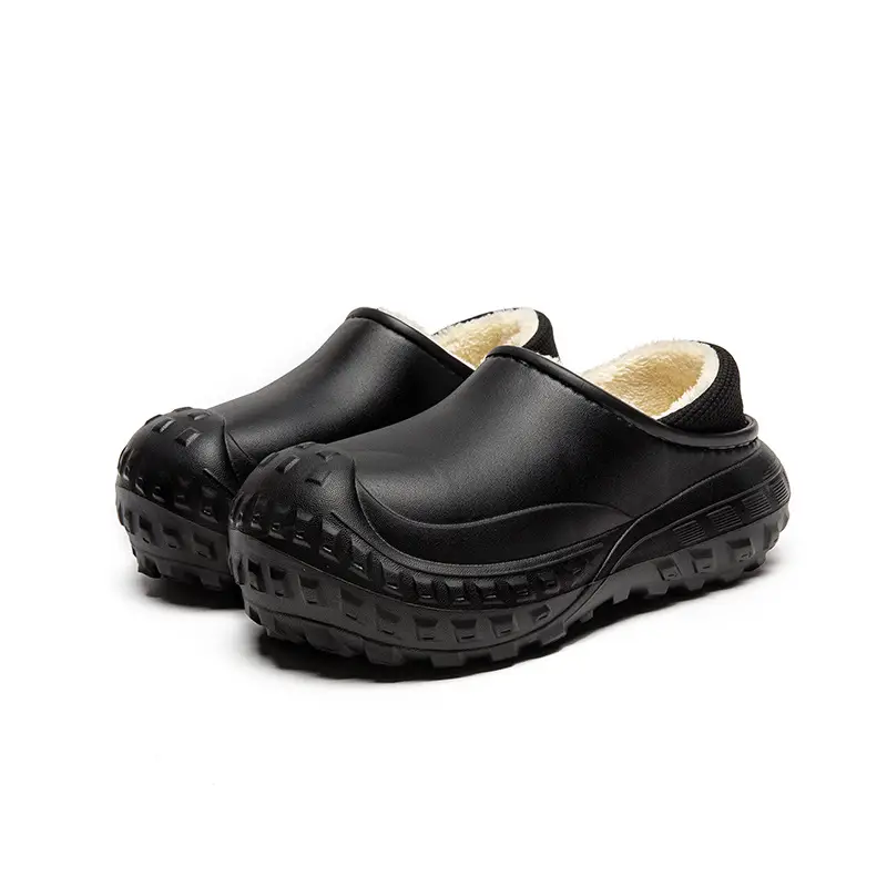 2025 Winter Cotton Slippers for Men, Warm Eva Waterproof, One-Leg Velvet Bag Heel for Women