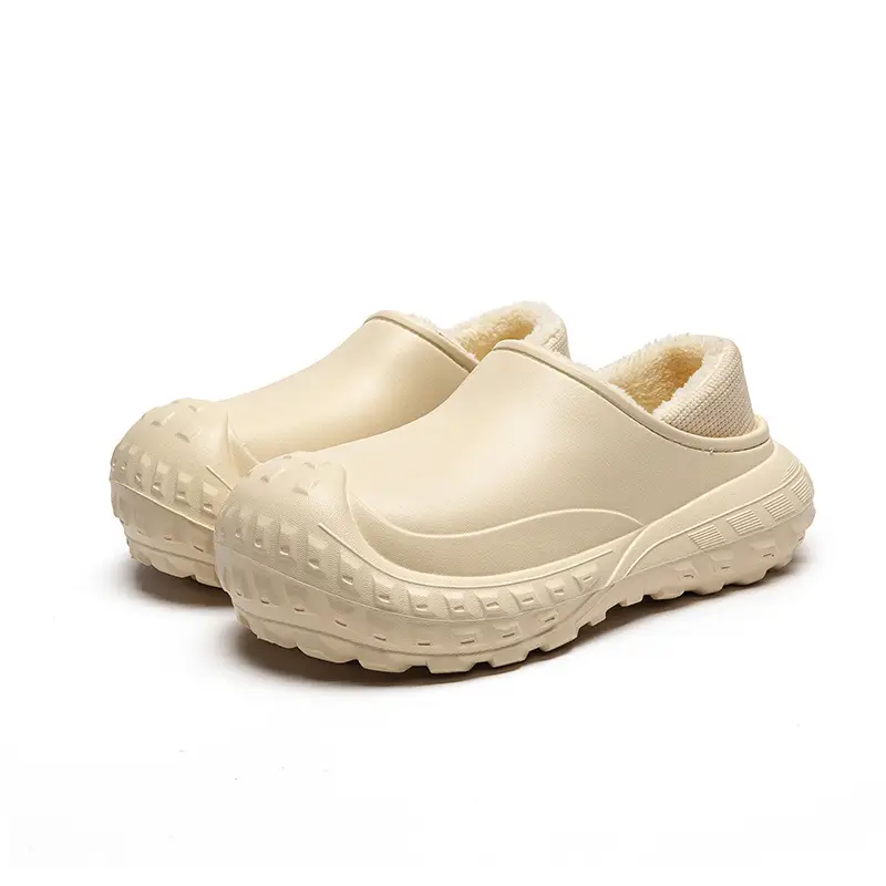 2025 Winter Cotton Slippers for Men, Warm Eva Waterproof, One-Leg Velvet Bag Heel for Women