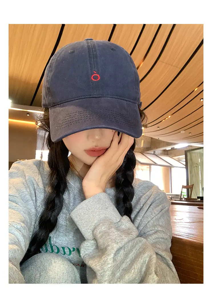 Women Navy Blue Baseball Cap with White Logo — feature 8