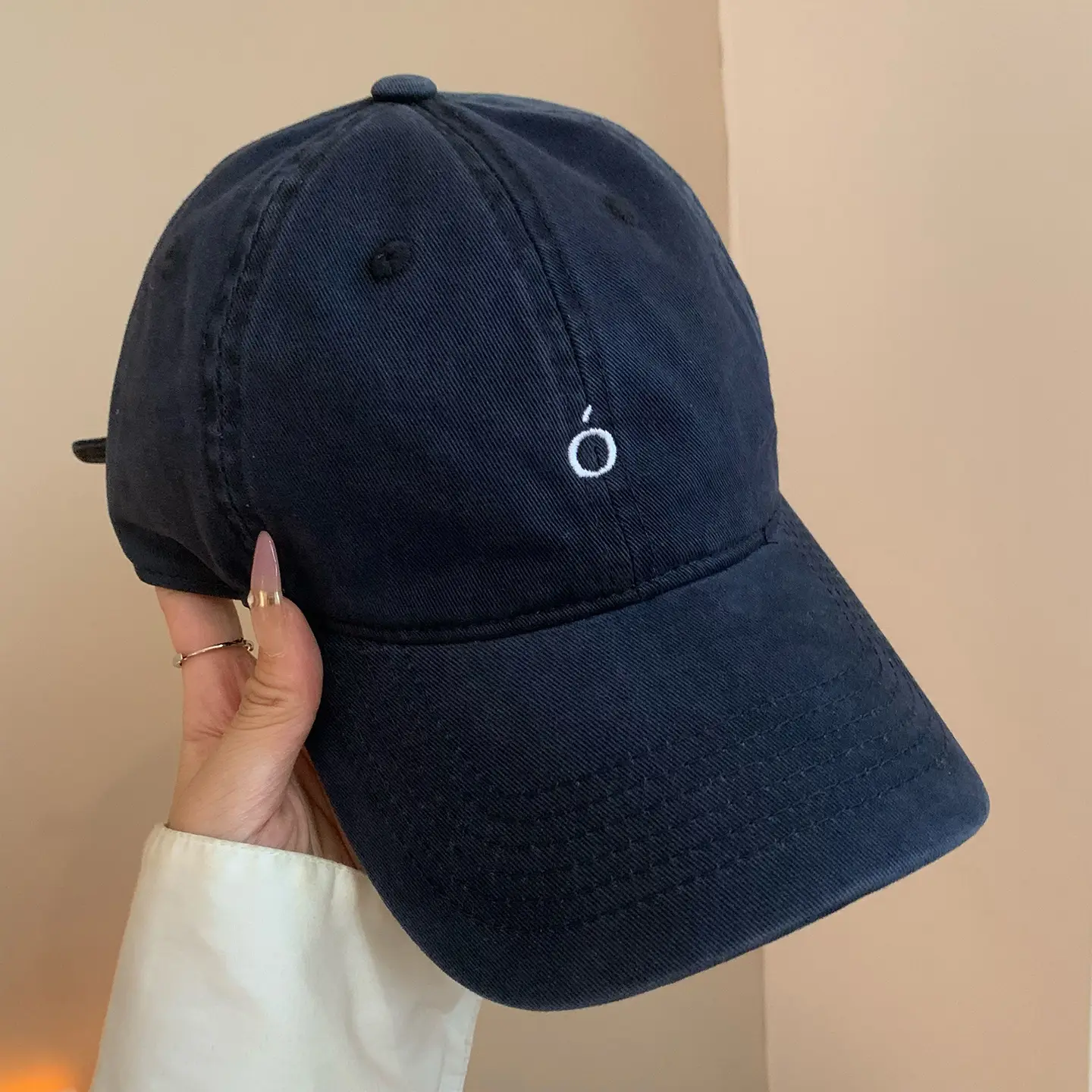 Women Navy Blue Baseball Cap with White Logo - Image 2