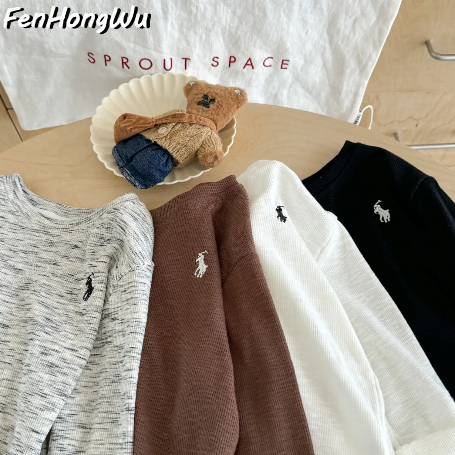 White Polo Logo Long Sleeve T-Shirt for Boys