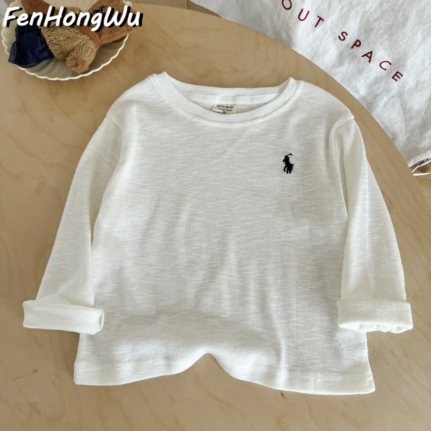 White Polo Logo Long Sleeve T-Shirt for Boys