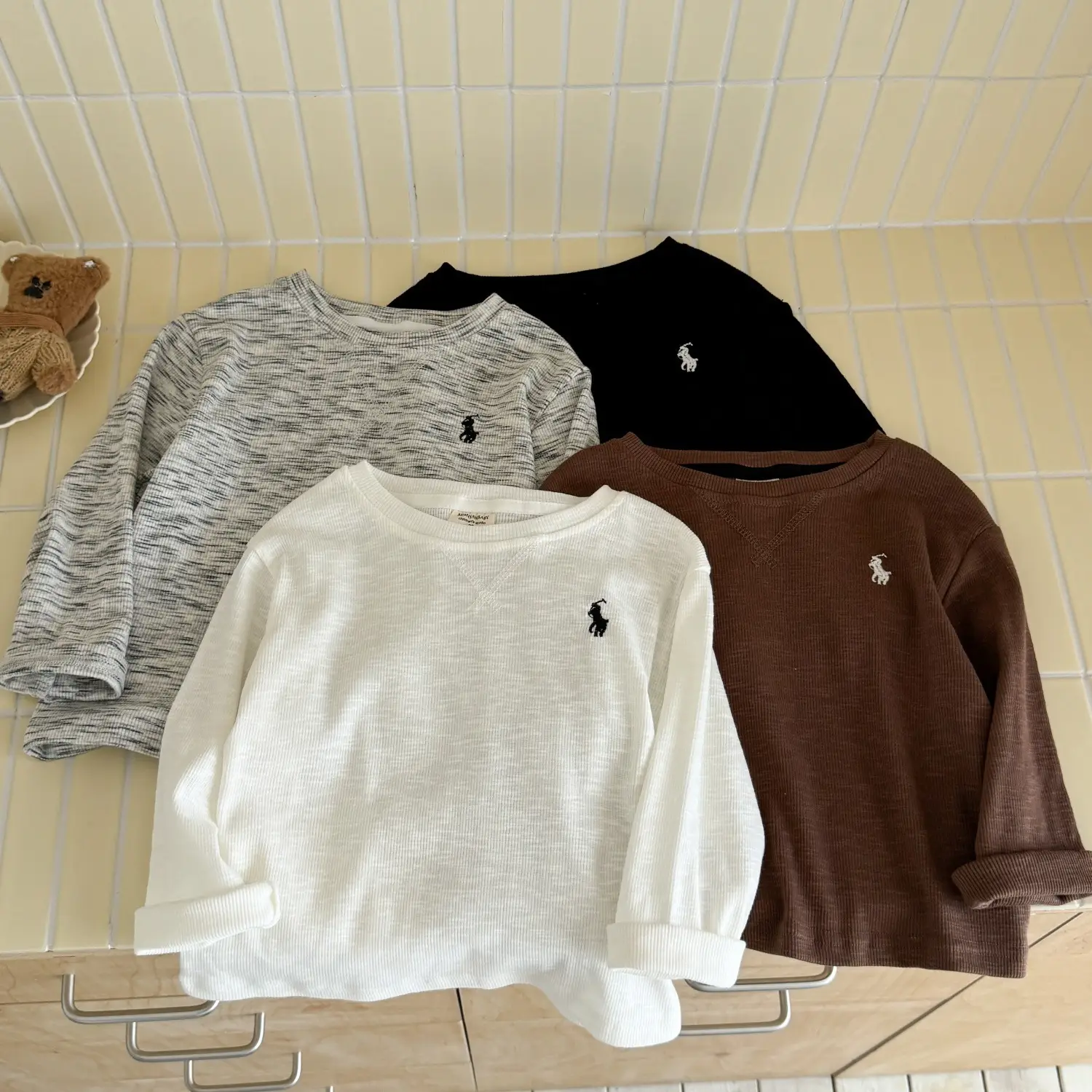 White Polo Logo Long Sleeve T-Shirt for Boys — feature 5