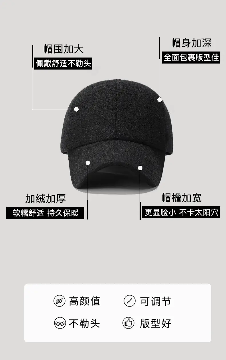 Winter Wool Cap for Men Women Black Cold Proof — feature 4
