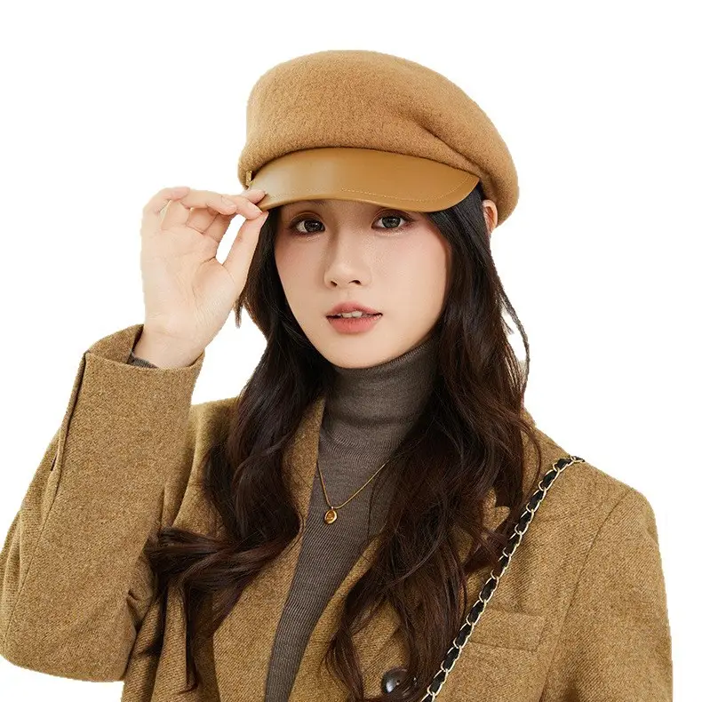 Women Wool Beret Cap European American British Versatile Warm Wool Hat - Image 8