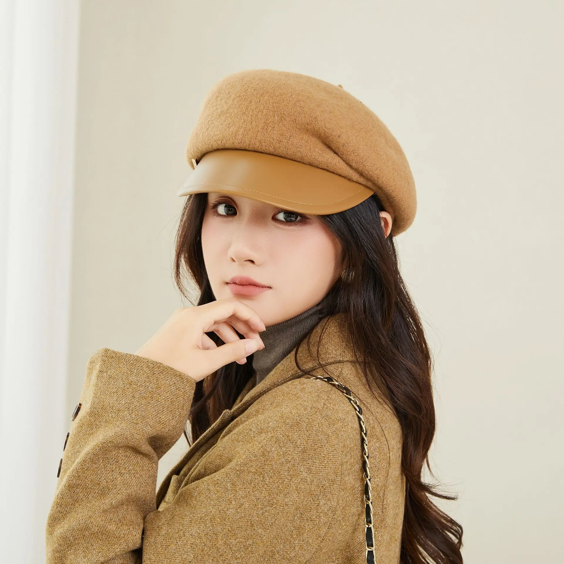 Women Wool Beret Cap European American British Versatile Warm Wool Hat - Image 3