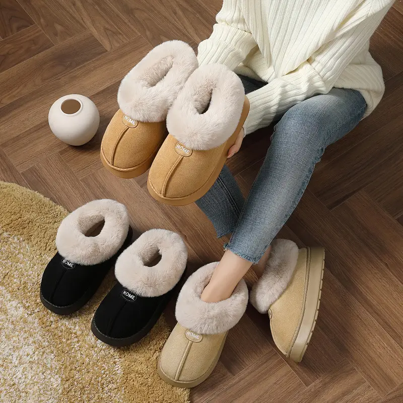 High-Top Thick-Soled Cotton Slippers for Women in Winter, Fleece-Lined and Thickened, Plush and Warm, Non-Slip for Men, Household Suede Cotton Shoes for Men in Winter - Image 6