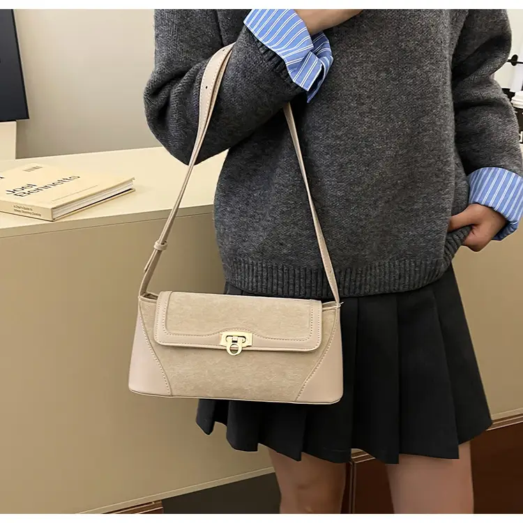 Women Crossbody Bag Beige French Luxury Textured — feature 31