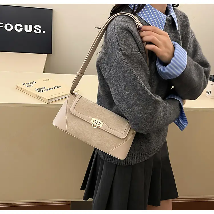 Women Crossbody Bag Beige French Luxury Textured — feature 32