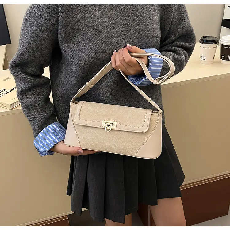 Women Crossbody Bag Beige French Luxury Textured — feature 33