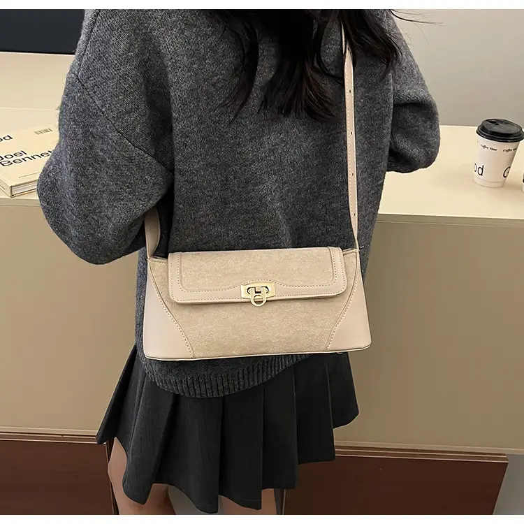 Women Crossbody Bag Beige French Luxury Textured — feature 34