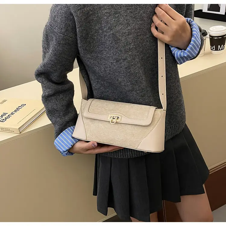 Women Crossbody Bag Beige French Luxury Textured — feature 35