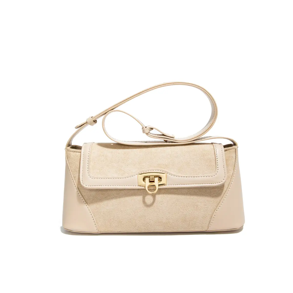 Women Crossbody Bag Beige French Luxury Textured - Image 3