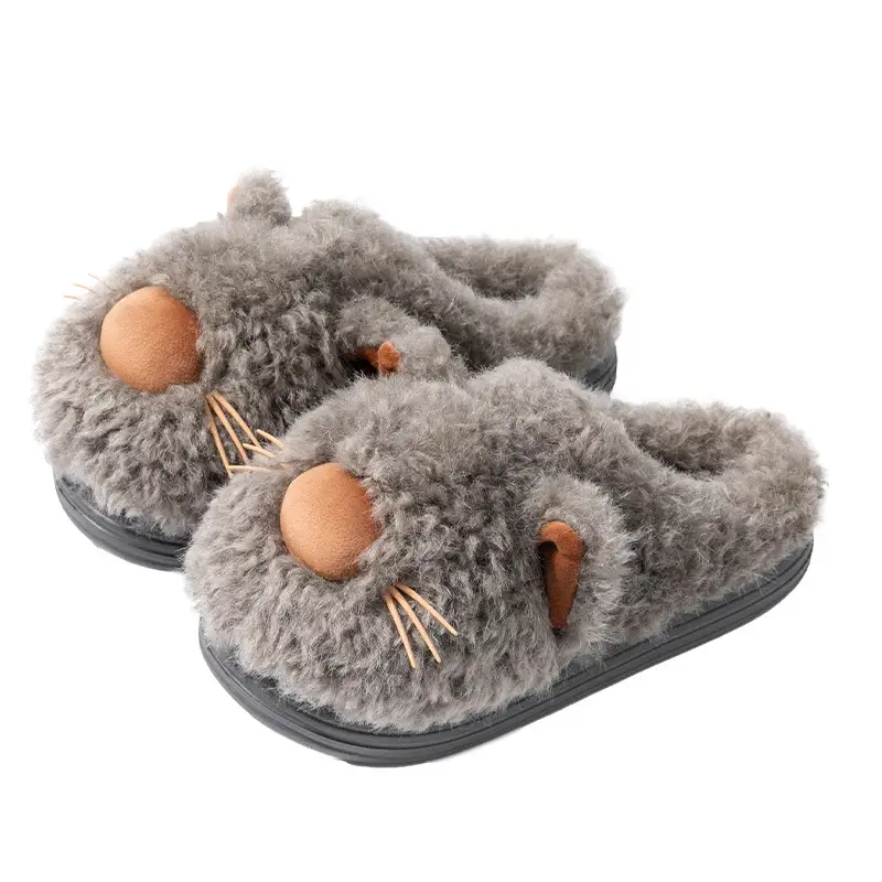 Men's Cartoon Fur Slippers Winter Warm Indoor