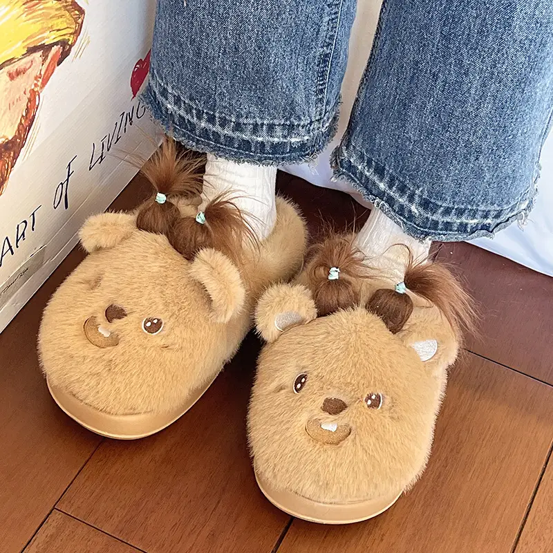 Cute Cartoon Furry Cotton Slippers for Women — feature 6