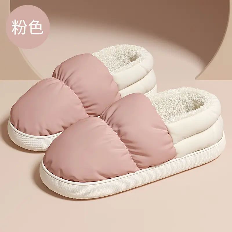 Men's Winter Cotton Slippers with Heel, down Cloth Waterproof Indoor Thick-Soled Home Warm Cotton Shoes for Men Wholesale - Image 4