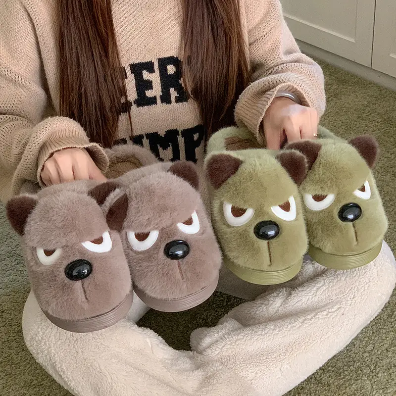 Personalized Funny Puppy Cotton Slippers for Women, Autumn and Winter Couples Home Fleece-Lined Thick-Soled Plush Cotton Shoes, Cute Outer Wear - Image 10