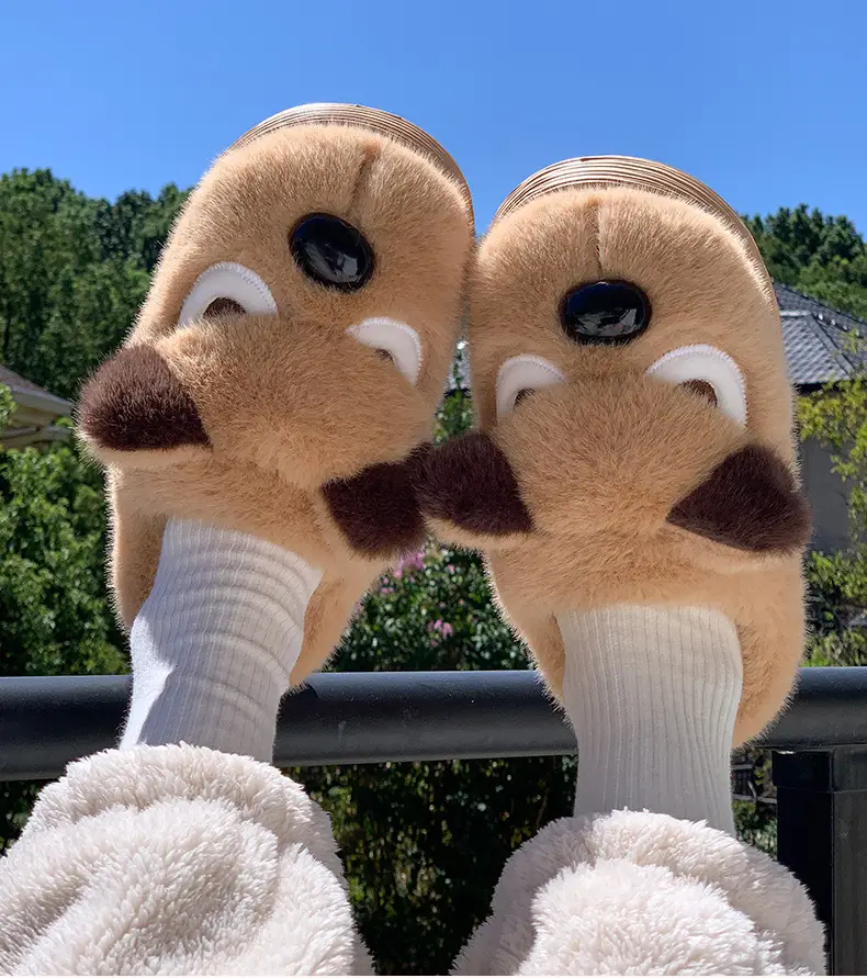 Personalized Funny Puppy Cotton Slippers for Women, Autumn and Winter Couples Home Fleece-Lined Thick-Soled Plush Cotton Shoes, Cute Outer Wear — feature 10