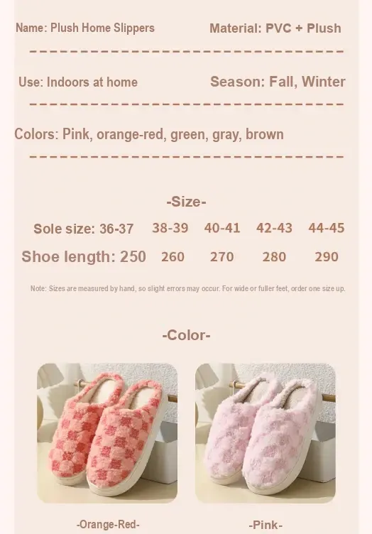 Product details and size chart with five sizes and sole lengths.