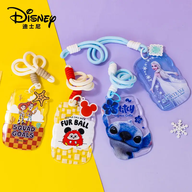 Disney Keychain Small Pendant Transparent Card Protective Cover Lanyard Backpack Pendant Cute Pendant Small Gift
