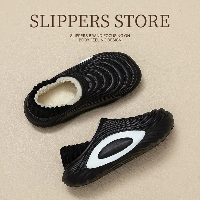 Eva Waterproof Cotton Slippers for Women, New Winter Style, Indoor Home Use, Outdoor Wear, Men's Fleece-Lined Warm Cotton Shoes, Men's Winter - Image 7