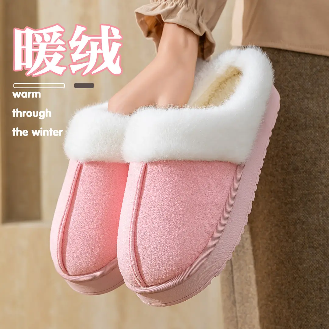 Women's Winter 2025 New Non-Slip Fleece-Lined Warm Thick-Soled All-Inclusive Cotton Slippers for Women to Wear Outside - Image 4