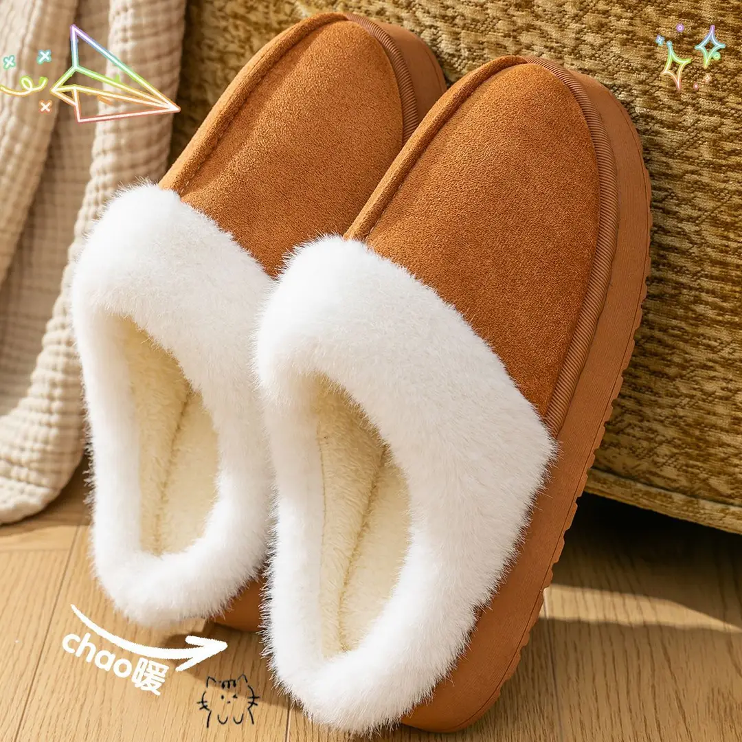 2025 New Winter Thick-Soled Cotton Slippers Women's Anti-Slip Baotou Warm Home Furry Slippers Cotton Shoes Wholesale - Image 7