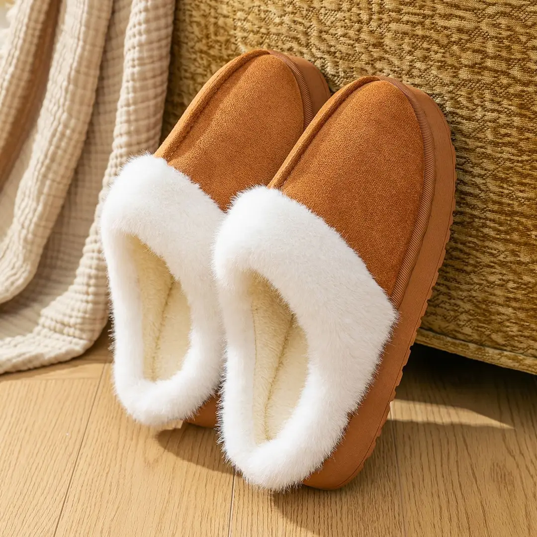 2025 New Winter Thick-Soled Cotton Slippers Women's Anti-Slip Baotou Warm Home Furry Slippers Cotton Shoes Wholesale - Image 5