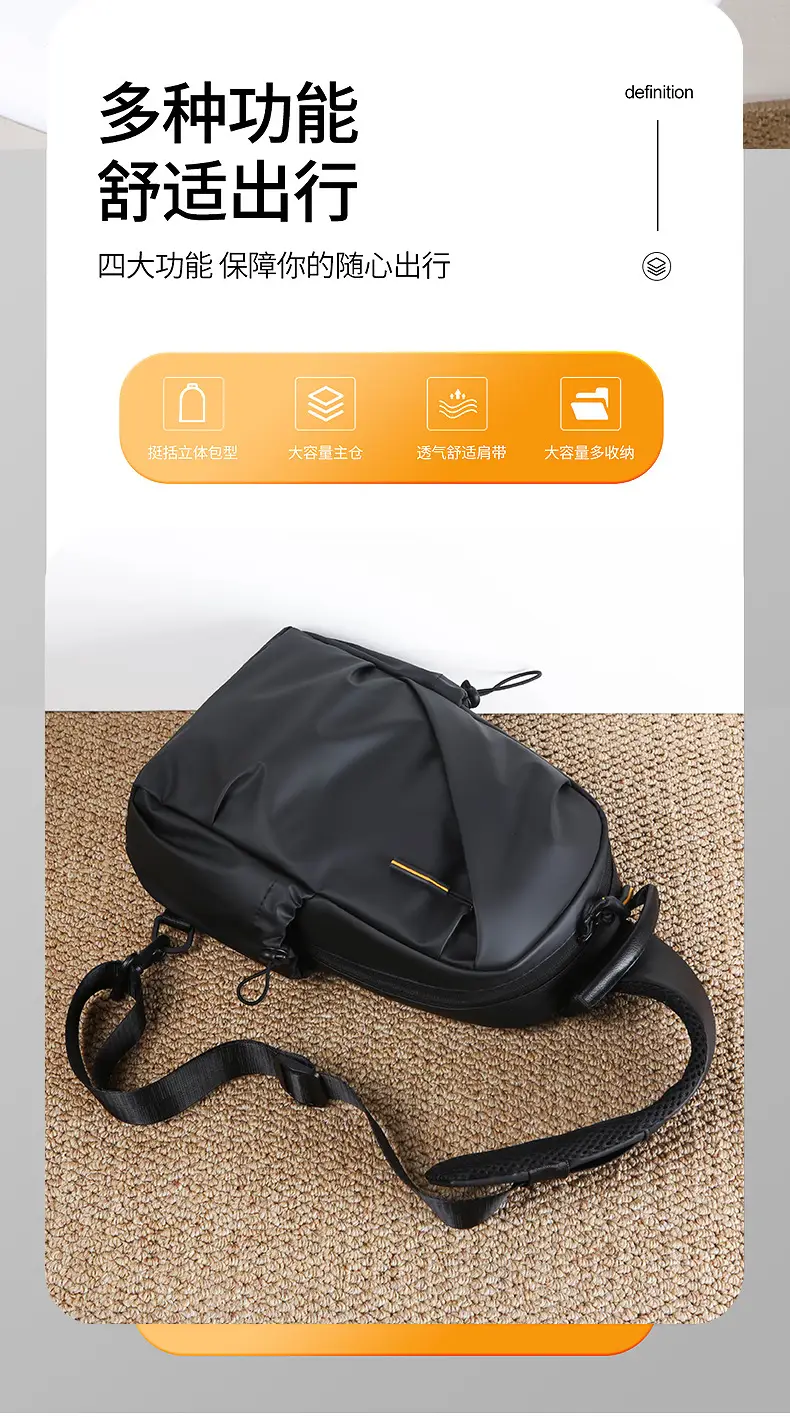 Men's Black Crossbody Sports Bag Large Capacity — feature 3