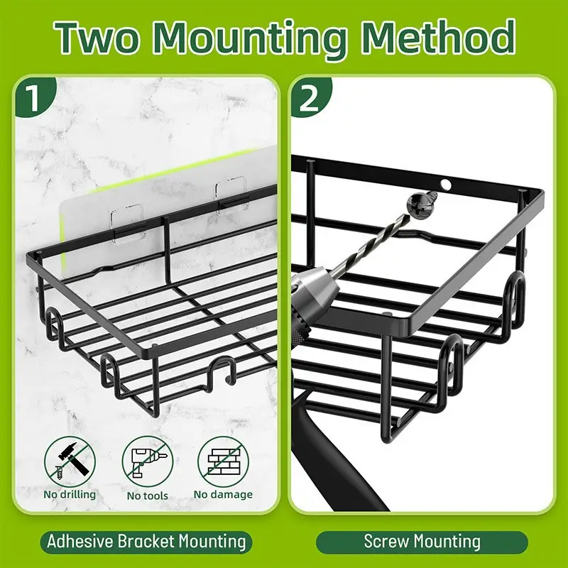 Cross-Border Wall Mount Storage Rack Black - Image 5